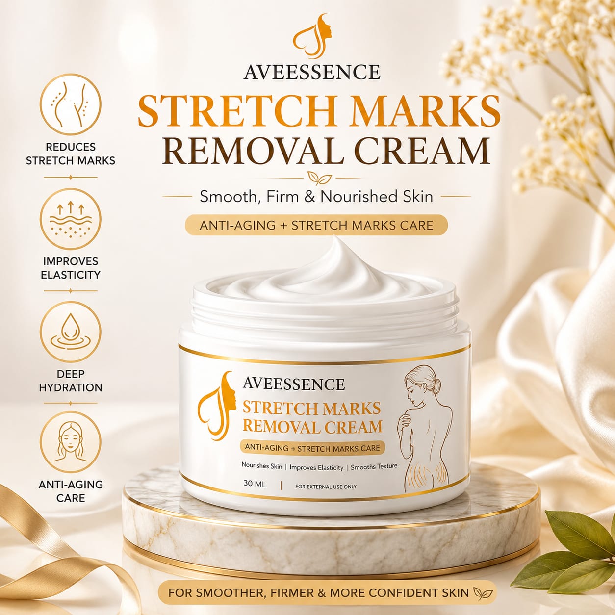 Stretch Mark Removal Cream | Smooth & Nourish Skin | Fast-Absorbing Formula