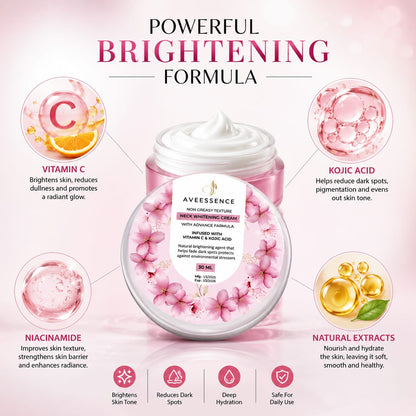 AVEESSENCE Neck Whitening Cream | Brightens & Smooths Dark Neck Skin | Fast-Absorbing Formula