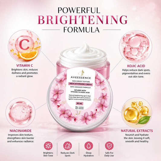 AVEESSENCE Neck Whitening Cream | Brightens & Smooths Dark Neck Skin | Fast-Absorbing Formula