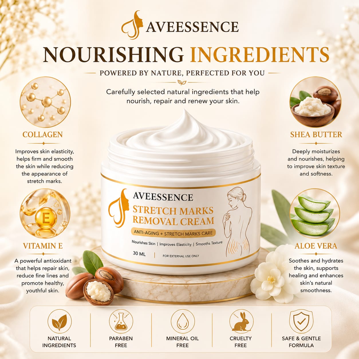 Stretch Mark Removal Cream | Smooth & Nourish Skin | Fast-Absorbing Formula