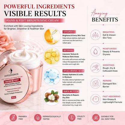 AVEESSENCE Hand & Foot Brightening Cream | Removes Dark Spots & Smooths Rough Skin