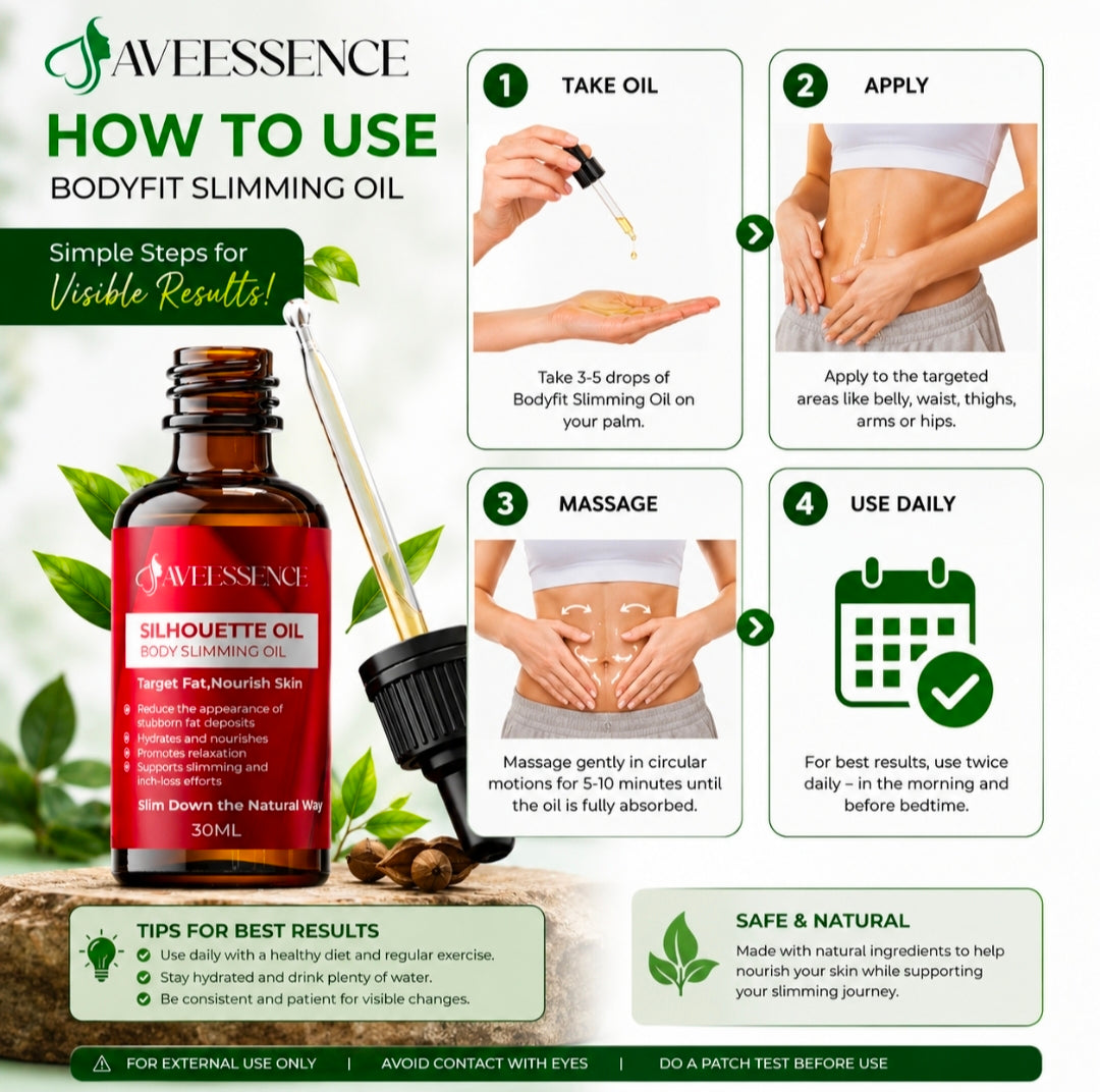 AVEESSENCE Slimming Body Oil | Targets Stubborn Fat, Tones & Nourishes Skin