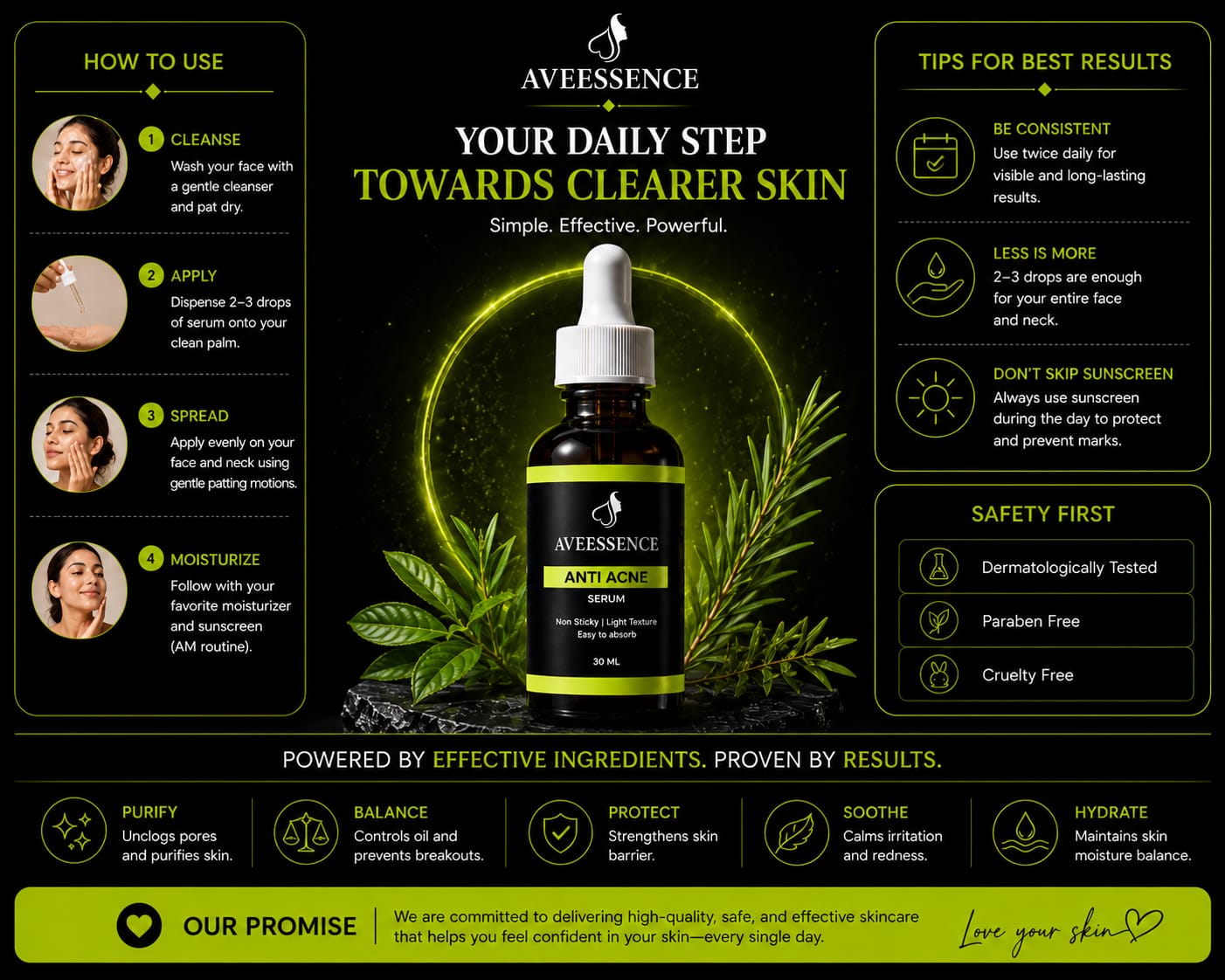 AVVEESENCE Clear, Calm & Acne-Free Skin Advanced Salicylic Acid Serum for Stubborn Breakouts