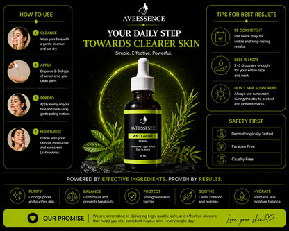 AVVEESENCE Clear, Calm & Acne-Free Skin Advanced Salicylic Acid Serum for Stubborn Breakouts