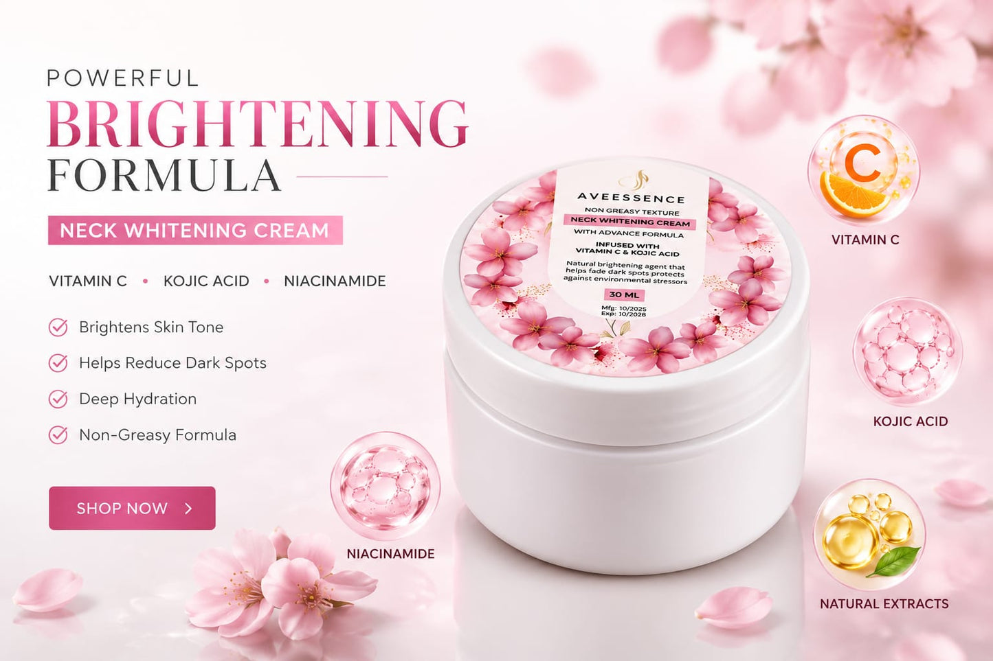 Neck Whitening Cream Remove Darkness and Brightens Skin in 7 Days