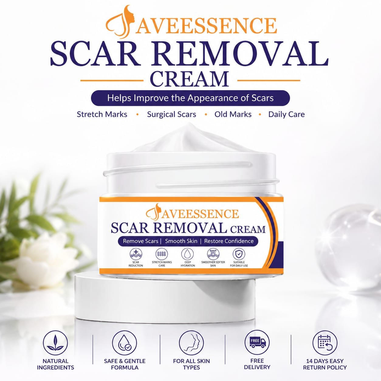 Scars Removal Cream  Helps Reduce Stretch Marks & Scars in 7 Days